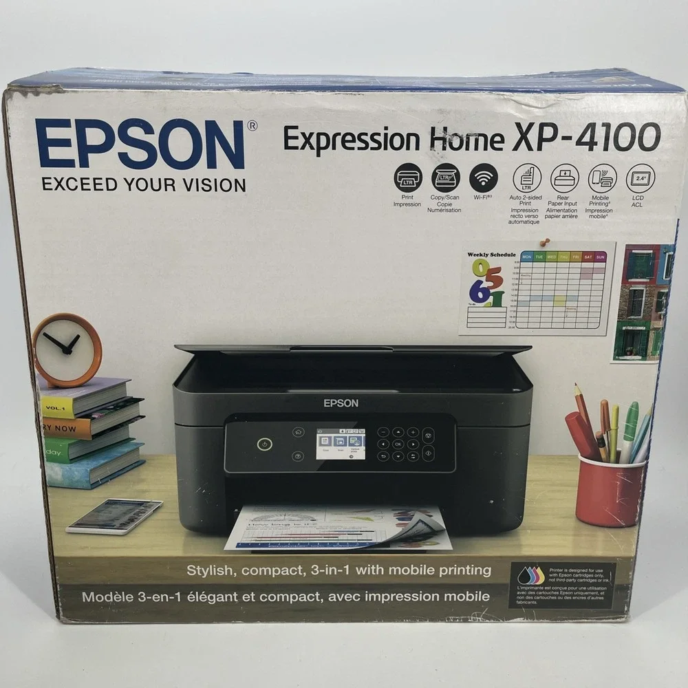 Epson Expression Home XP-4100 All-In-One Inkjet WiFi Printer And Owners Manual